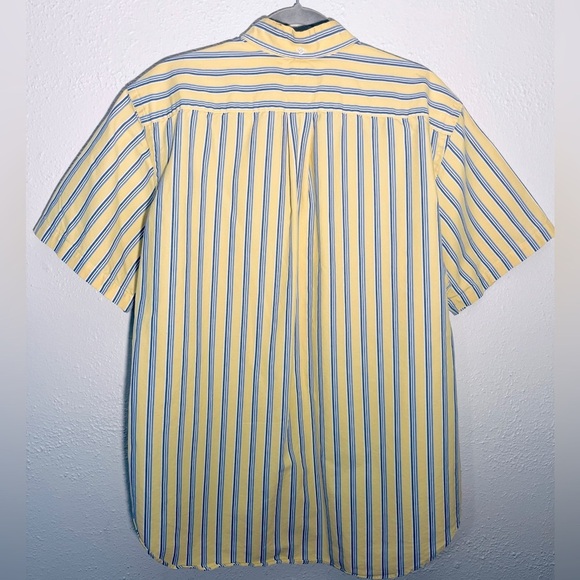 Vintage Ralph Lauren Mens XL Shirt Blue Yellow Stripe Short Sleeve Classic Fit - Picture 2 of 5